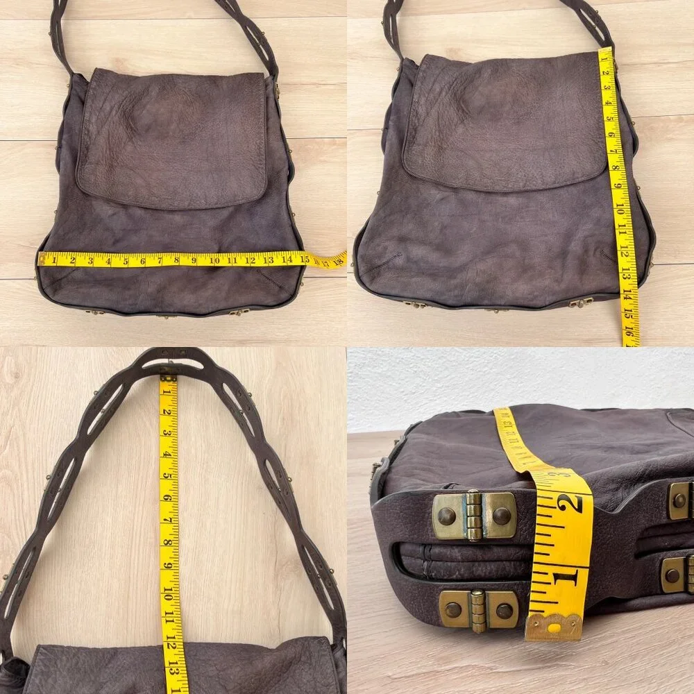 Kooba MEG Genuine Washed Leather Shoulder Bag Hinge Cutout Strap in Lavender